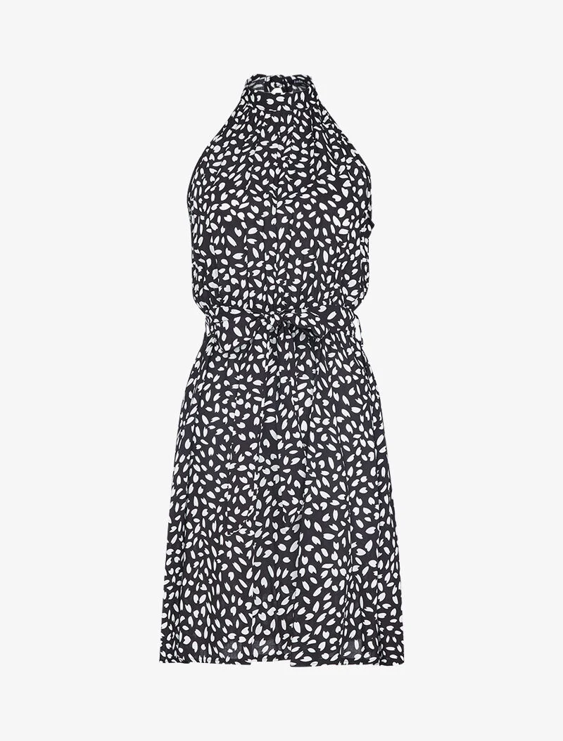 Tailliertes Kleid mit amerikanischem Kragen - schwarz