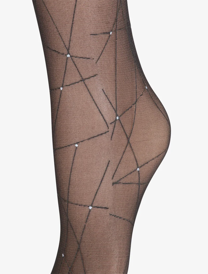 Gemusterte Fantasie-Strumpfhosen mit grafischen Designs - Schwarz