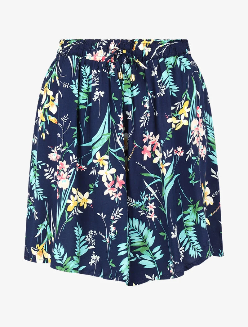 Weit geschnittene Shorts mit sommerlichem Print - Marine