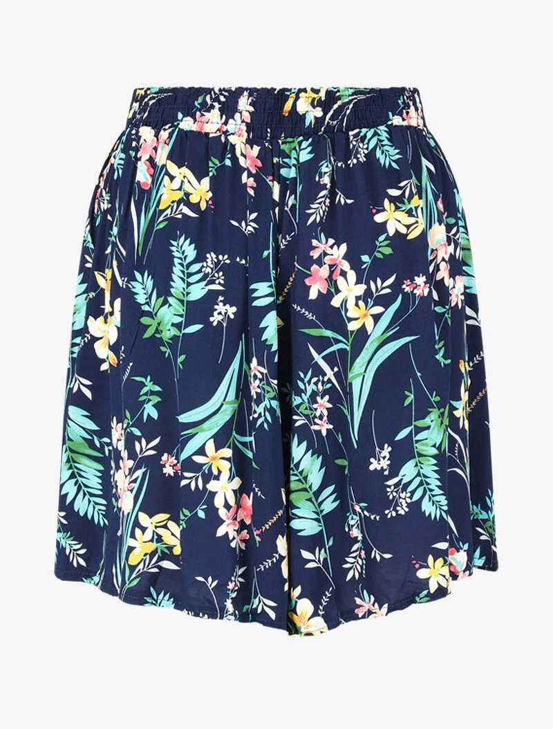 Weit geschnittene Shorts mit sommerlichem Print - Marine