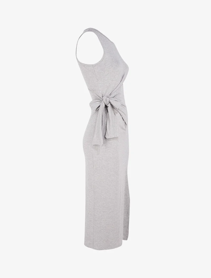 Kleid mit Bindeeinsätzen - Hellgrau