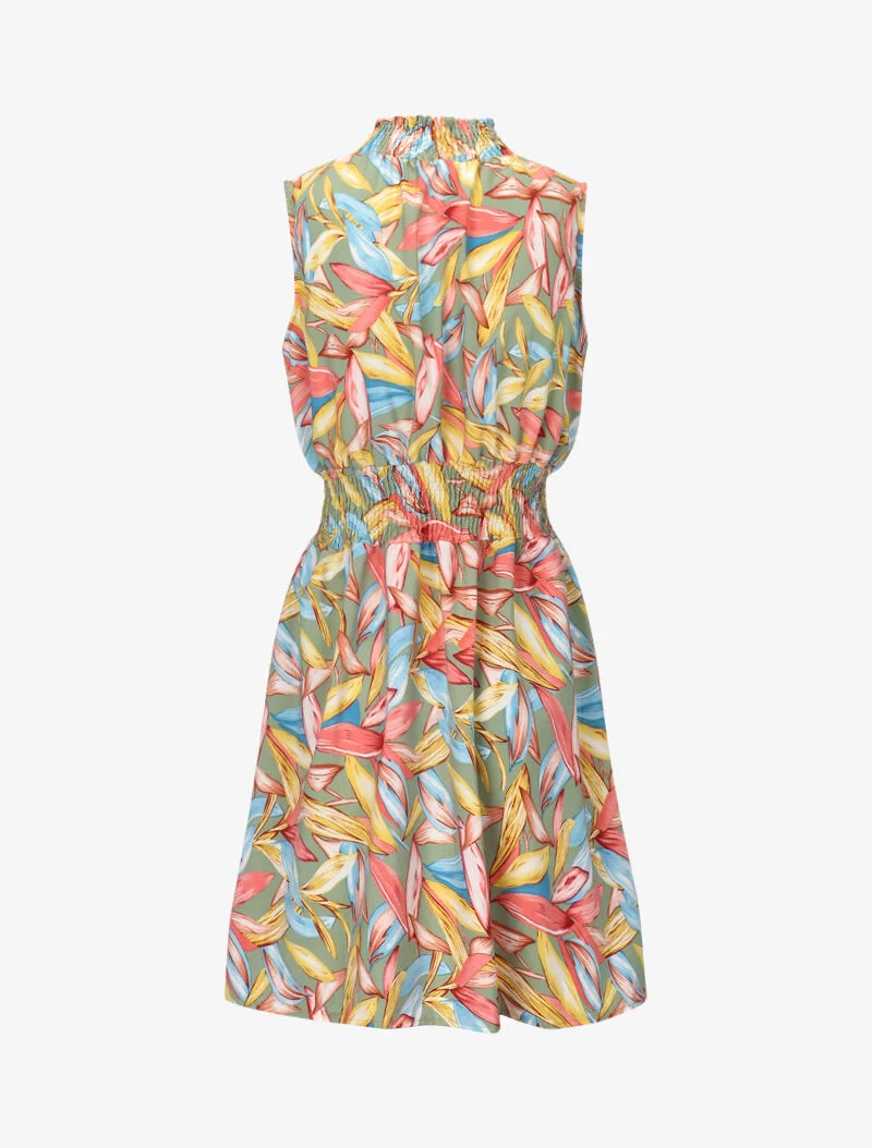 Kleid mit elastischem Stehkragen - Grün