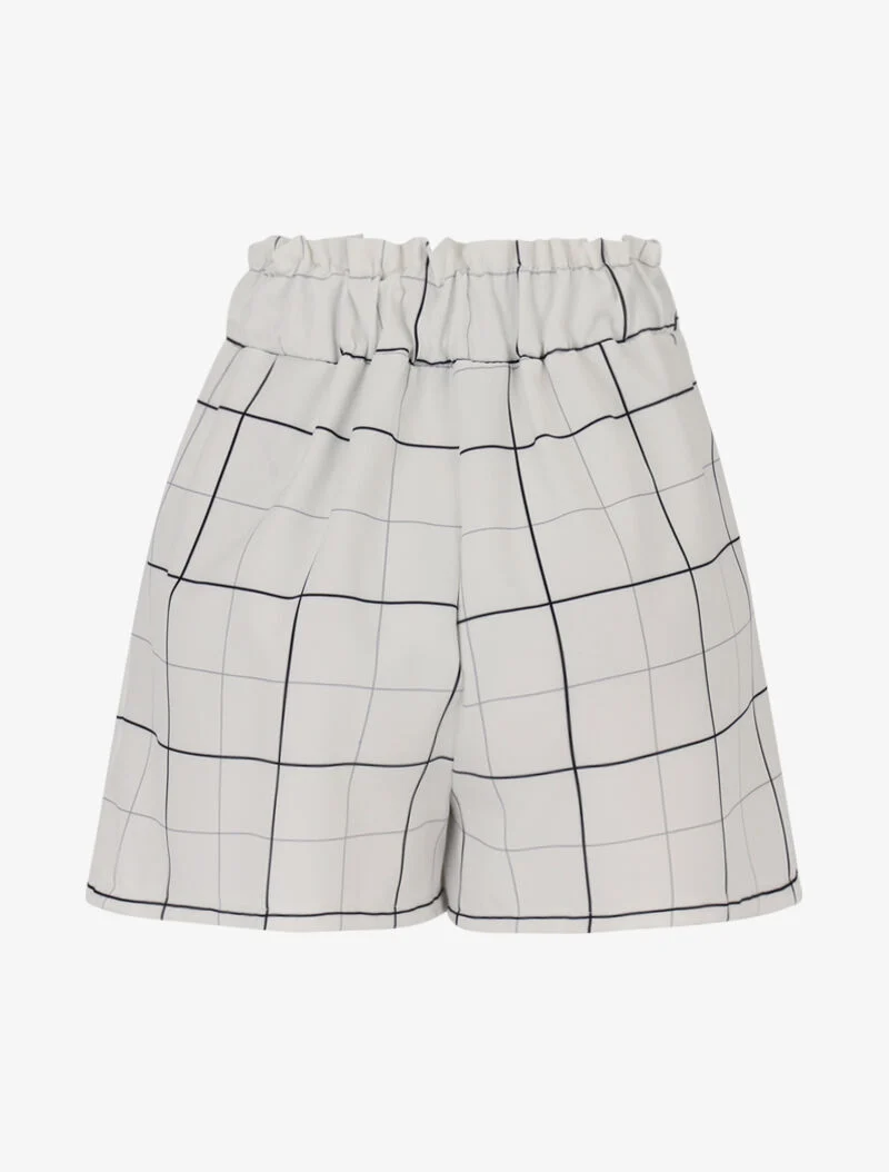 Karierte Minishorts - Ecru