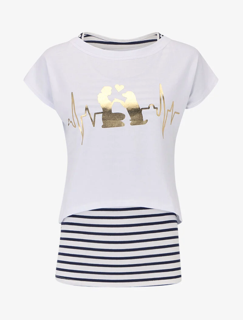 Set aus Matrosen-Tanktop und Crop-Top - weiß
