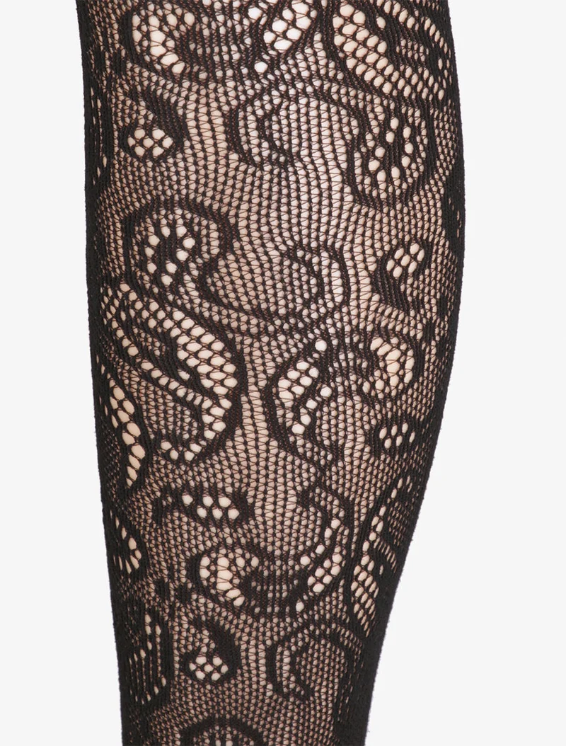 Netzstrumpfhosen mit Paisleymuster - Schwarz