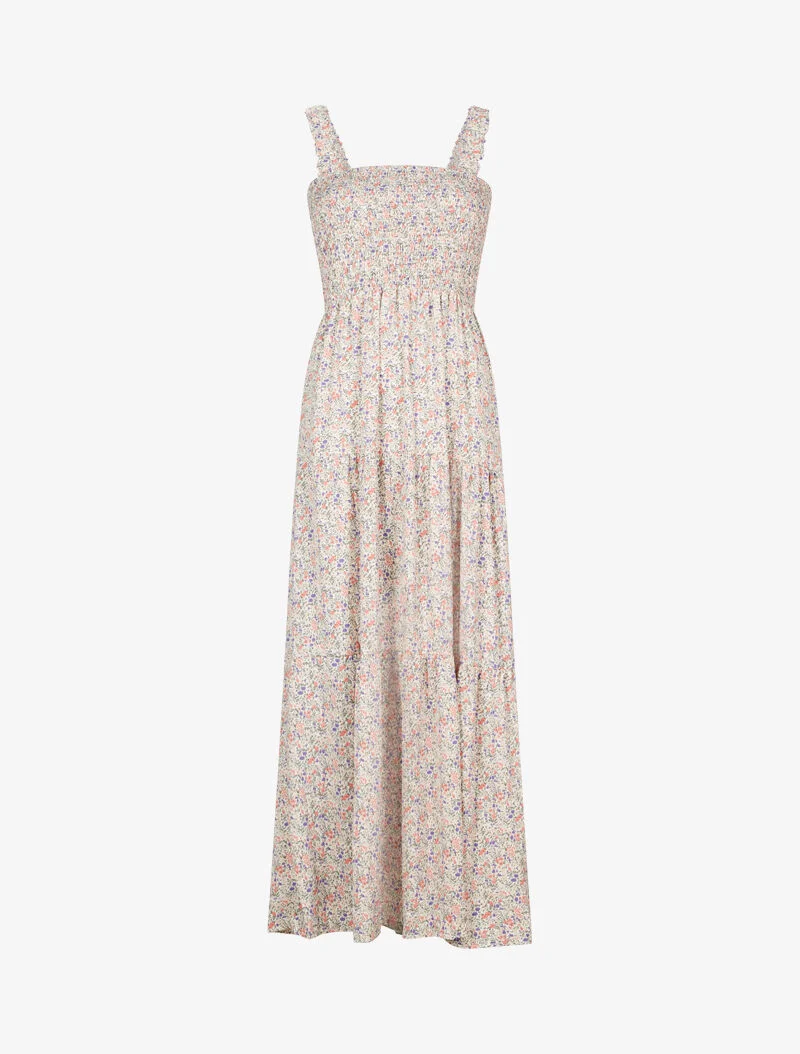Langes Kleid mit kleinen Blumen - Rose