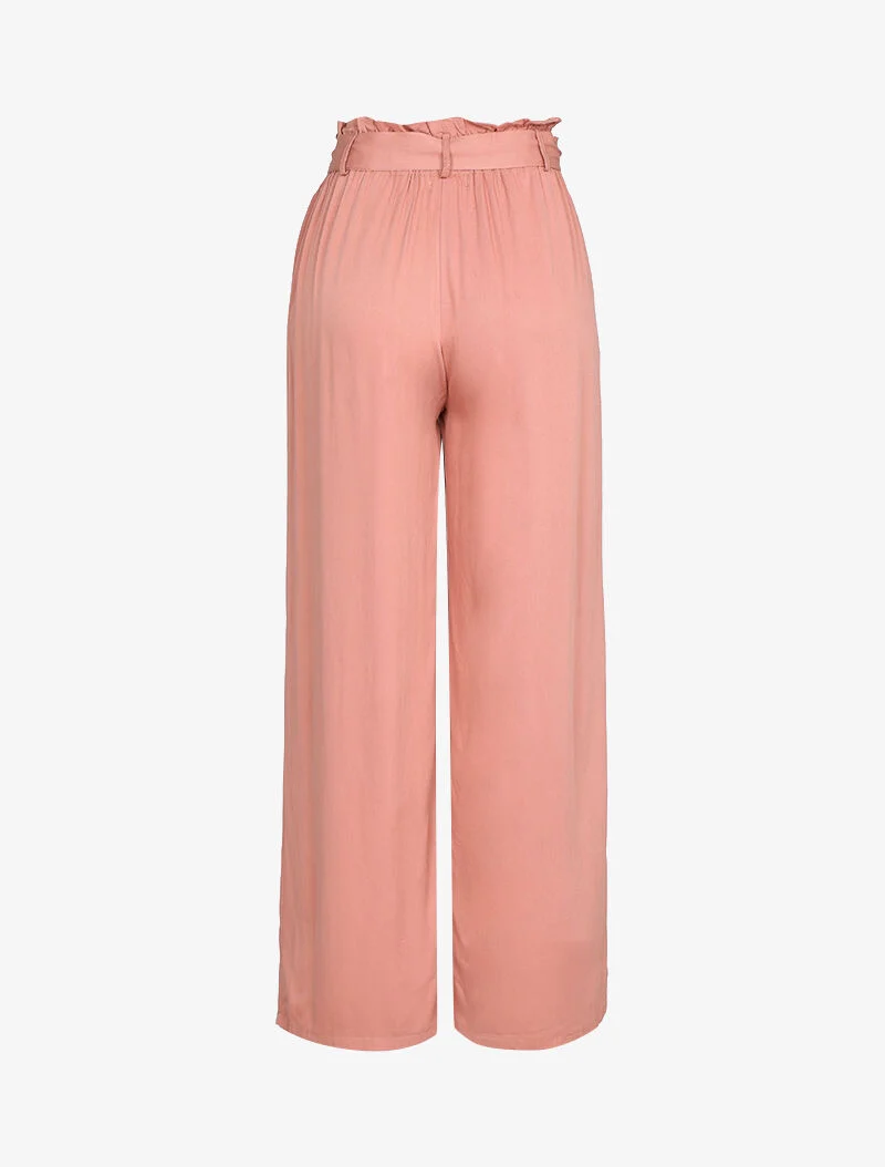 Weite, gerade geschnittene fließende Hose - Rose