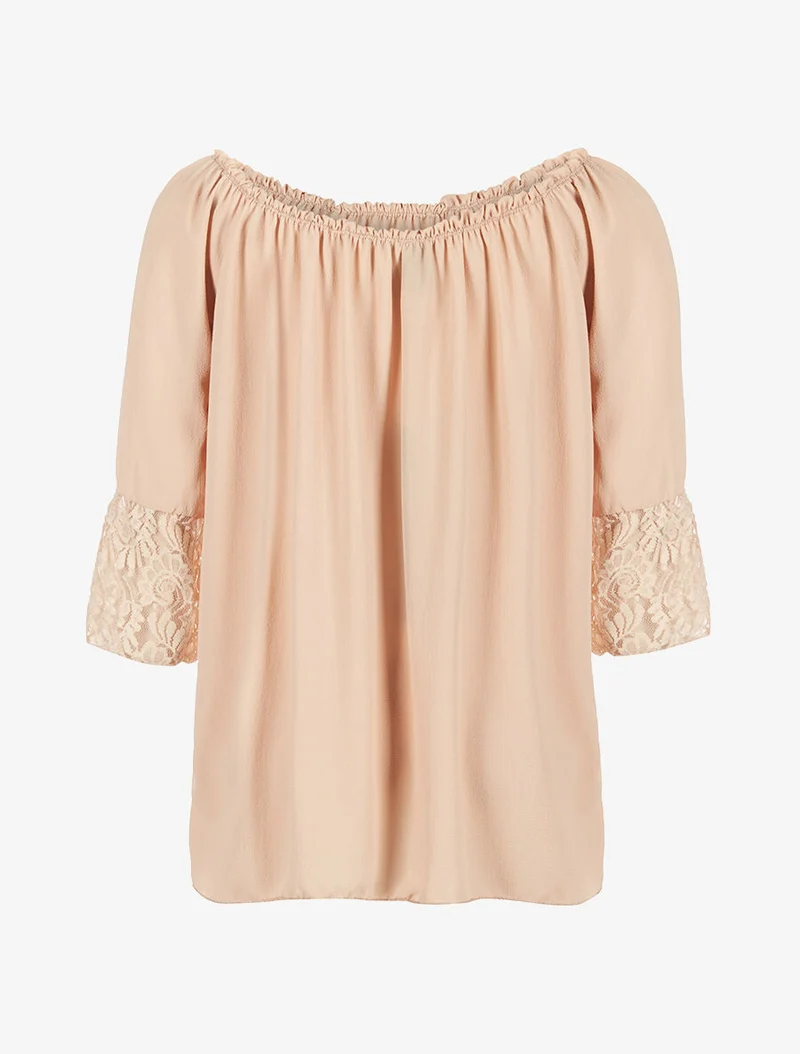 Leichte Spitzenbluse - beige