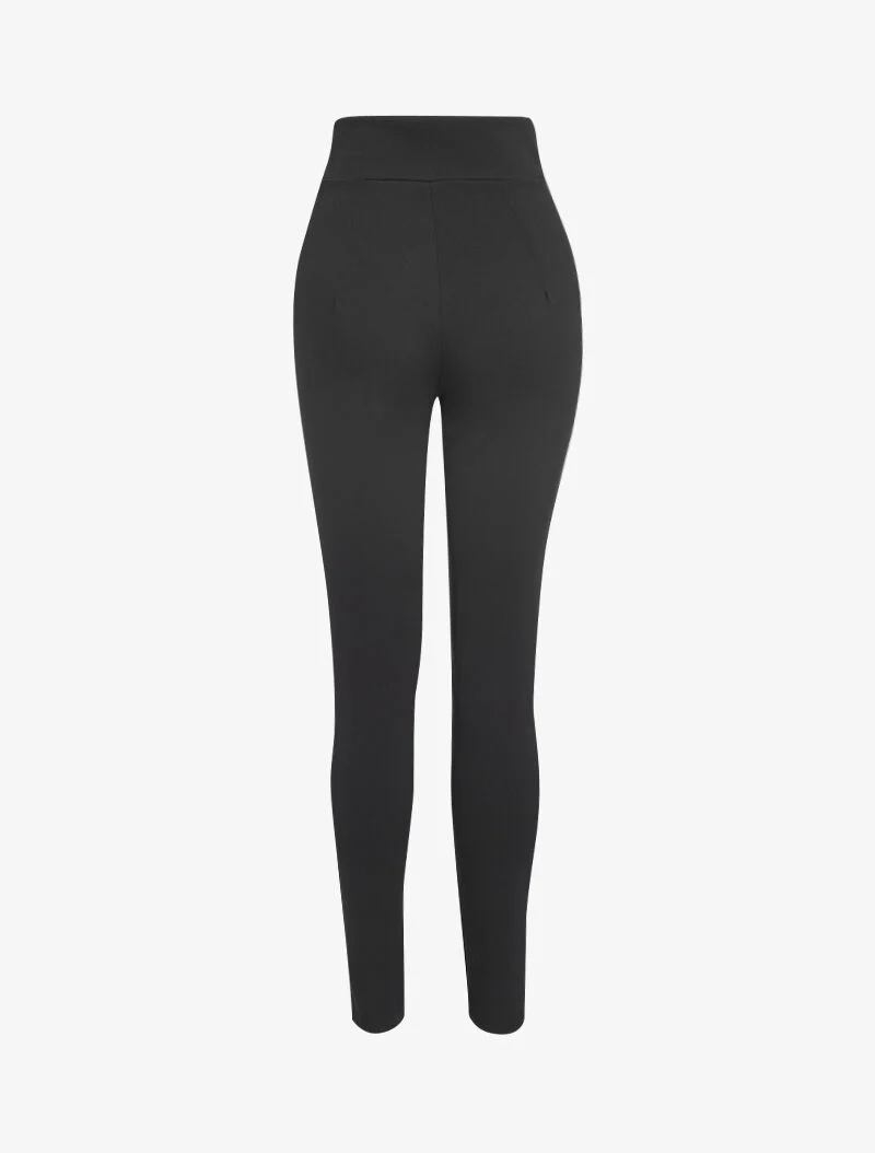 Empire-Taille-Hose mit Knopfleiste - schwarz