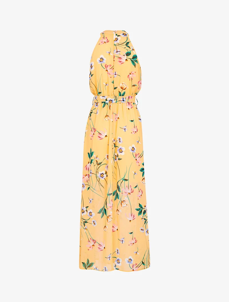 Langes Kleid mit amerikanischem Kragen - Orange
