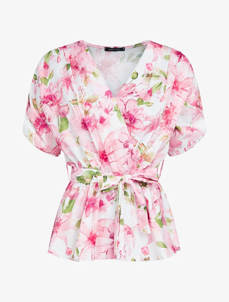 Blumendruck-Peplum-Top - Rose
