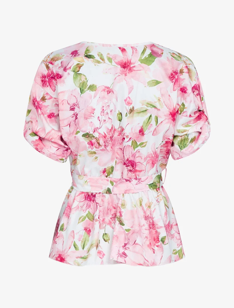 Blumendruck-Peplum-Top - Rose