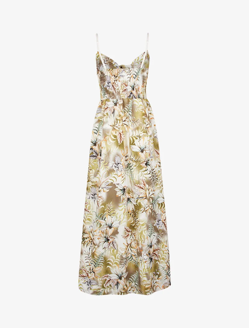 Wickelkleid mit tropischem Druck - Grün
