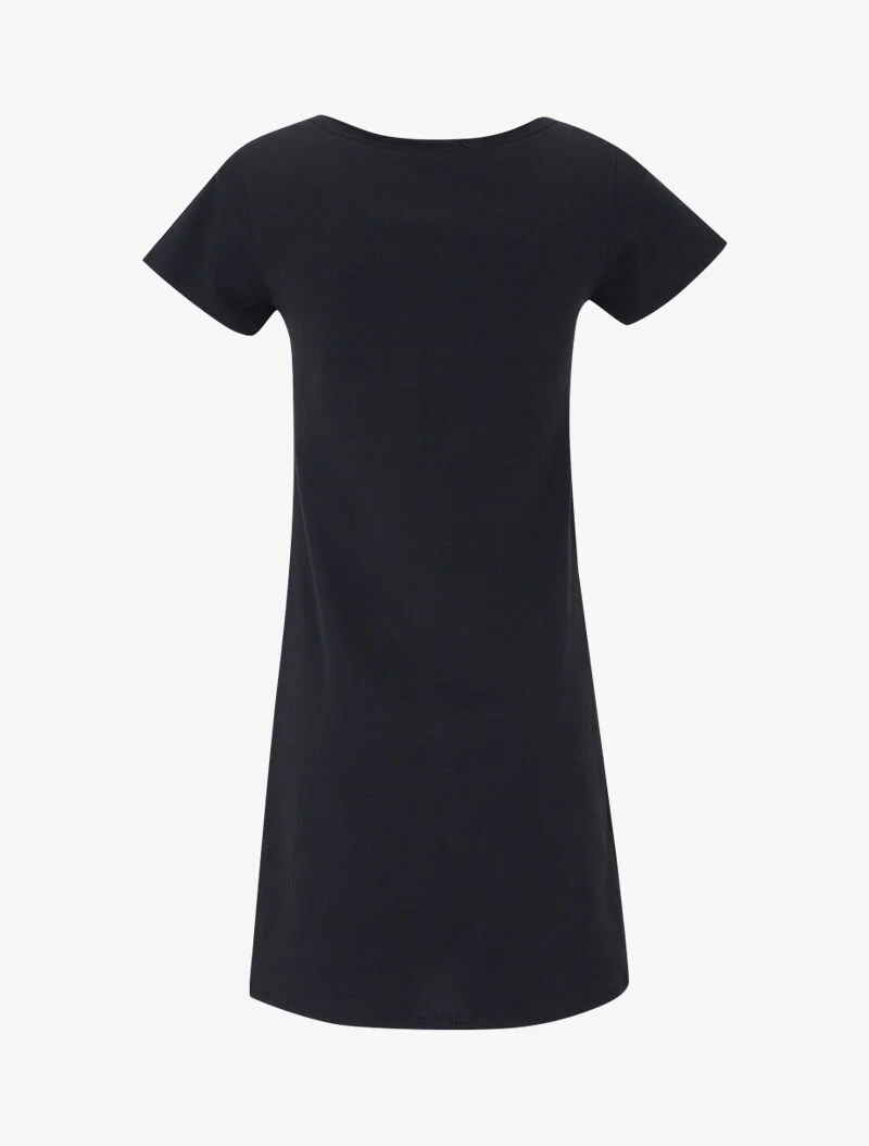 T-Shirt-Kleid mit Flockdruck - schwarz