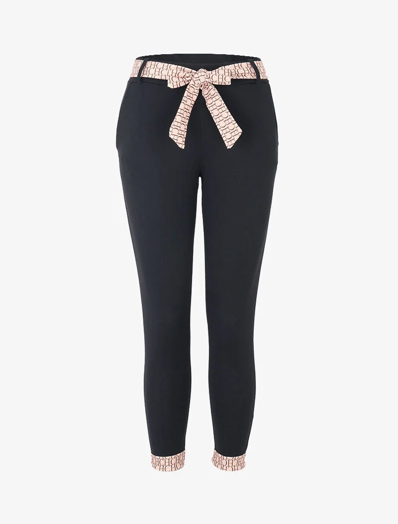 7/8-Hose mit bedruckten Kanten - schwarz