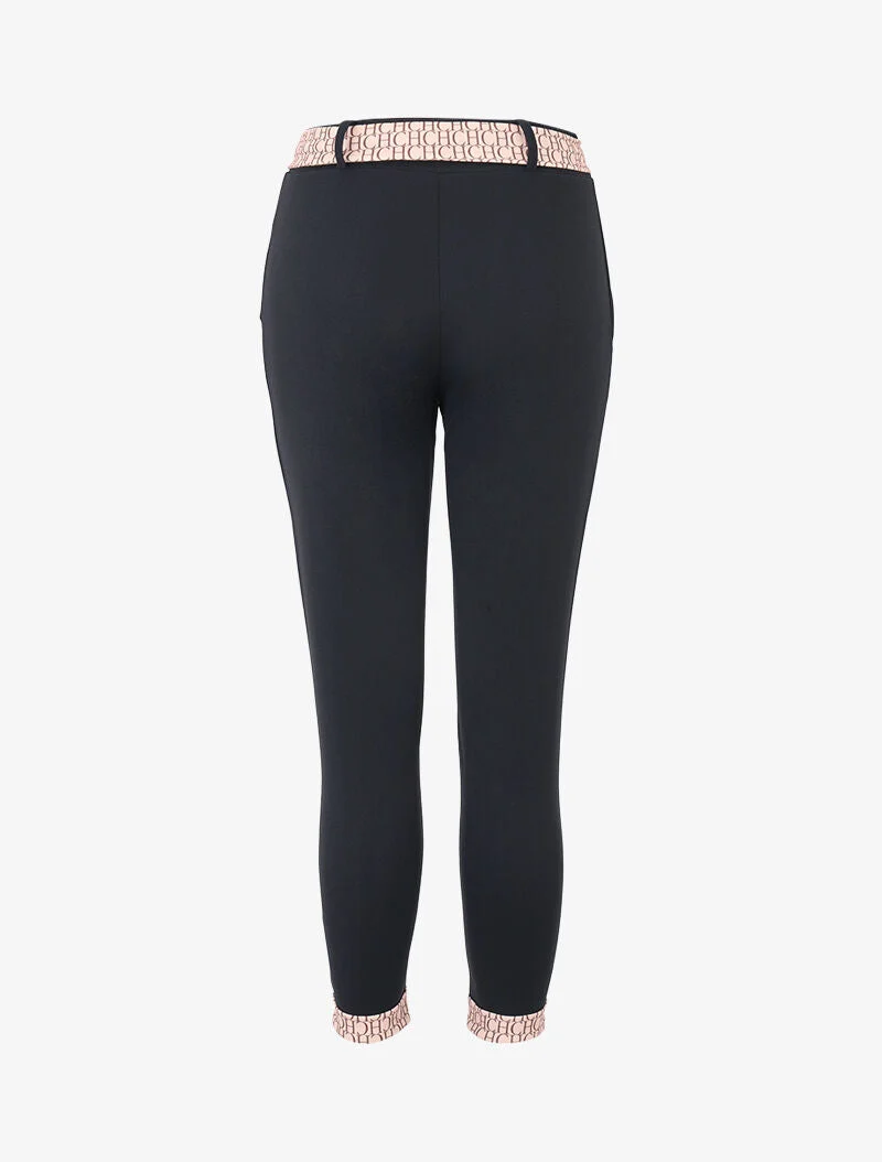 7/8-Hose mit bedruckten Kanten - schwarz
