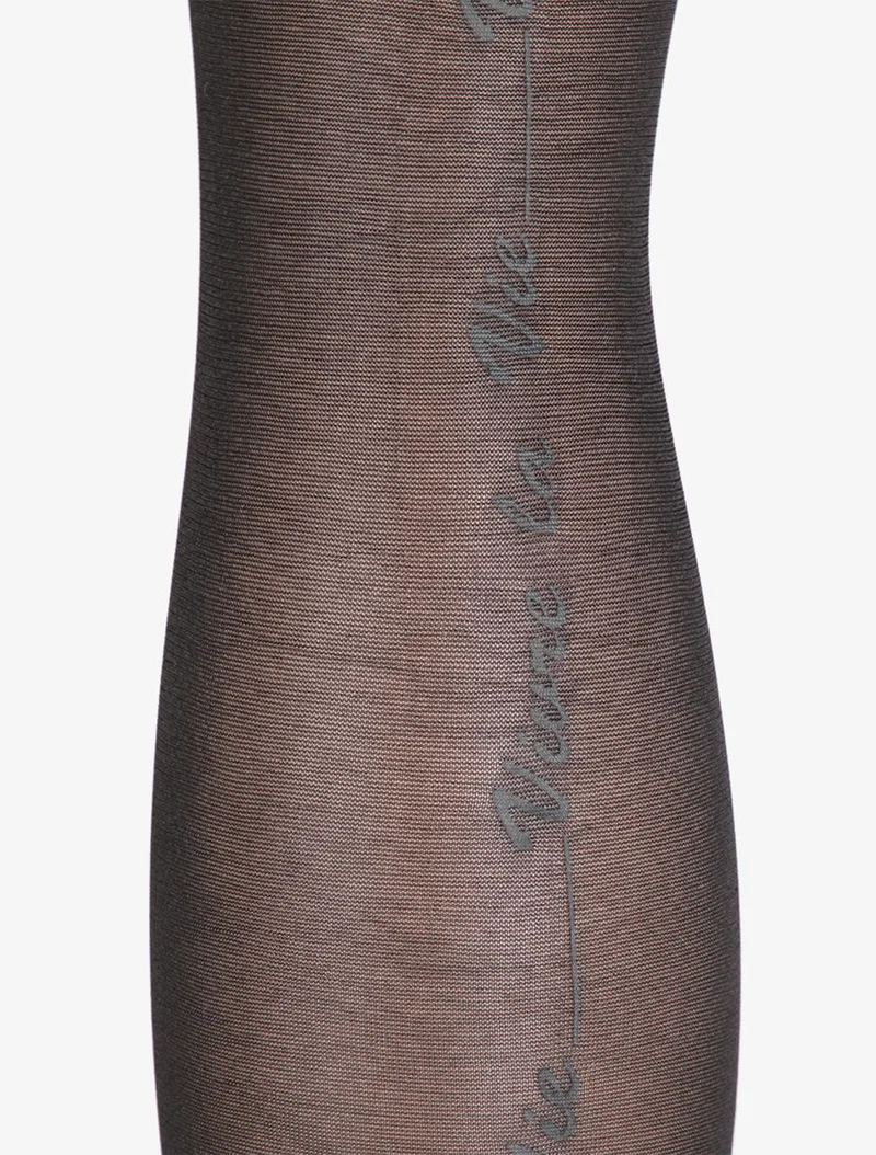 Strumpfhose aus Voile mit Flockdruck auf der Rückseite - Schwarz