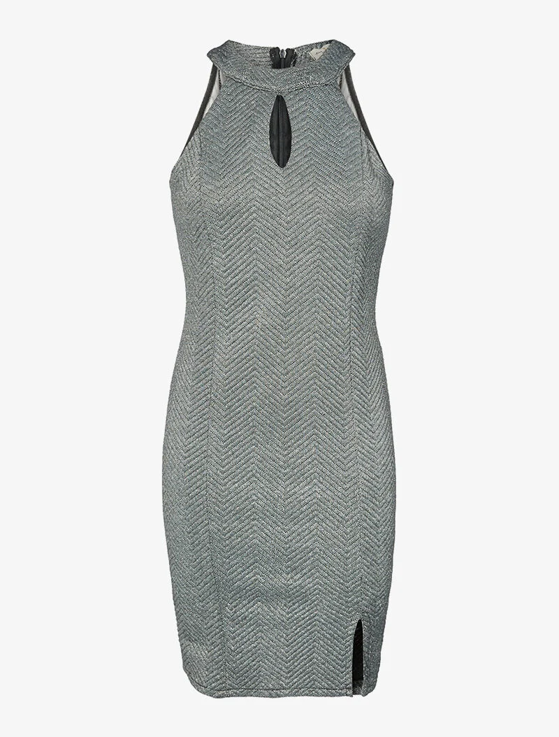 Irisierendes Kleid mit amerikanischem Kragen - Grau