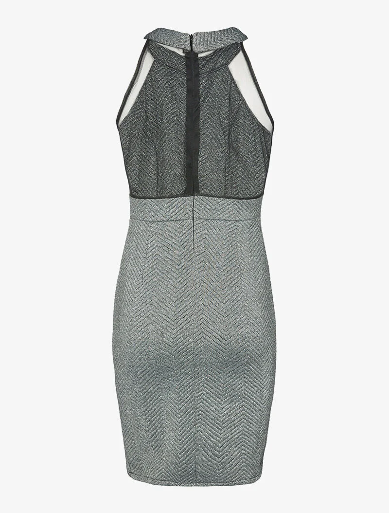Irisierendes Kleid mit amerikanischem Kragen - Grau