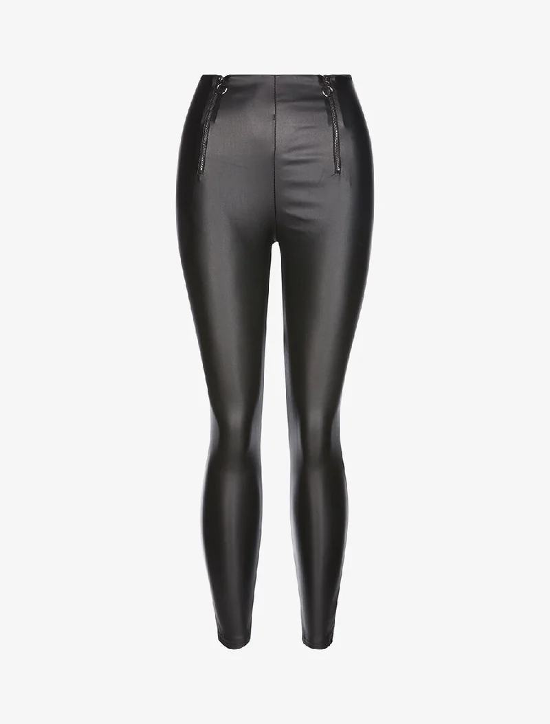 Kunstleder-Leggings - schwarz