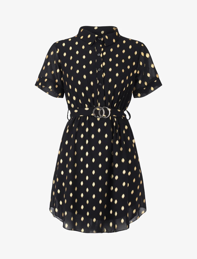Gepunktetes Skaterkleid - schwarz