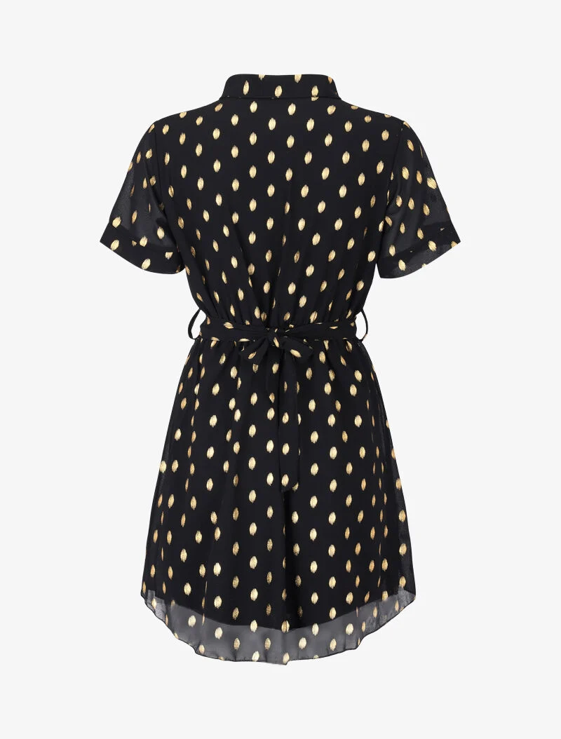 Gepunktetes Skaterkleid - schwarz