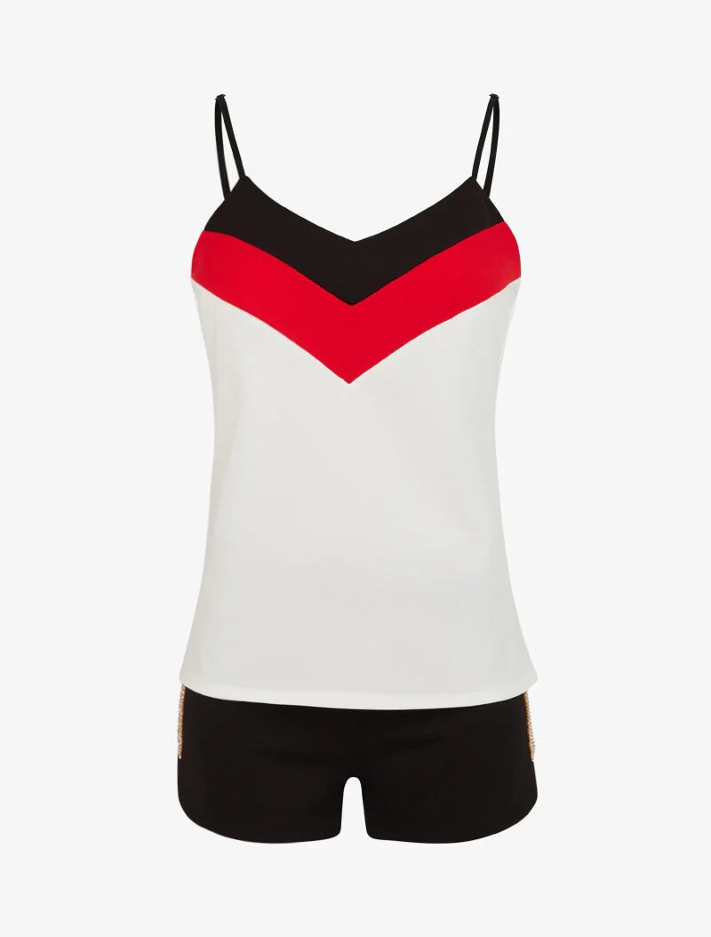 Strassiertes Tanktop und Shorts-Set - schwarz