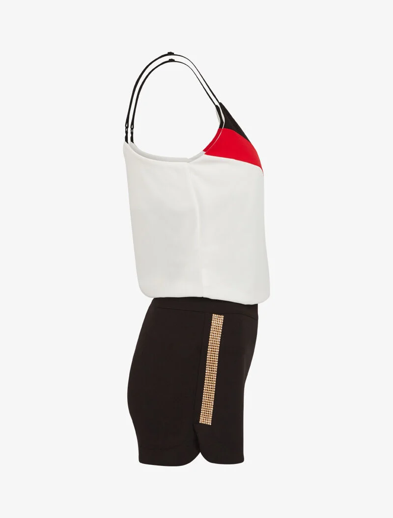 Strassiertes Tanktop und Shorts-Set - schwarz