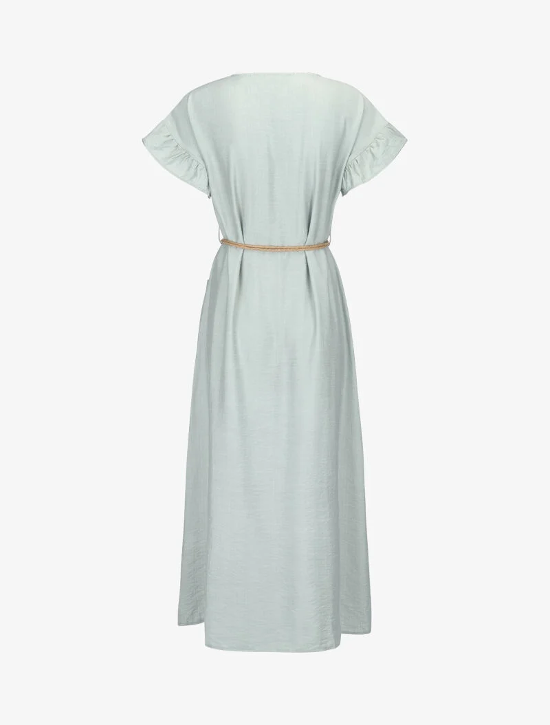 Fließendes langes Kleid mit Knopfleiste - Wassergrün