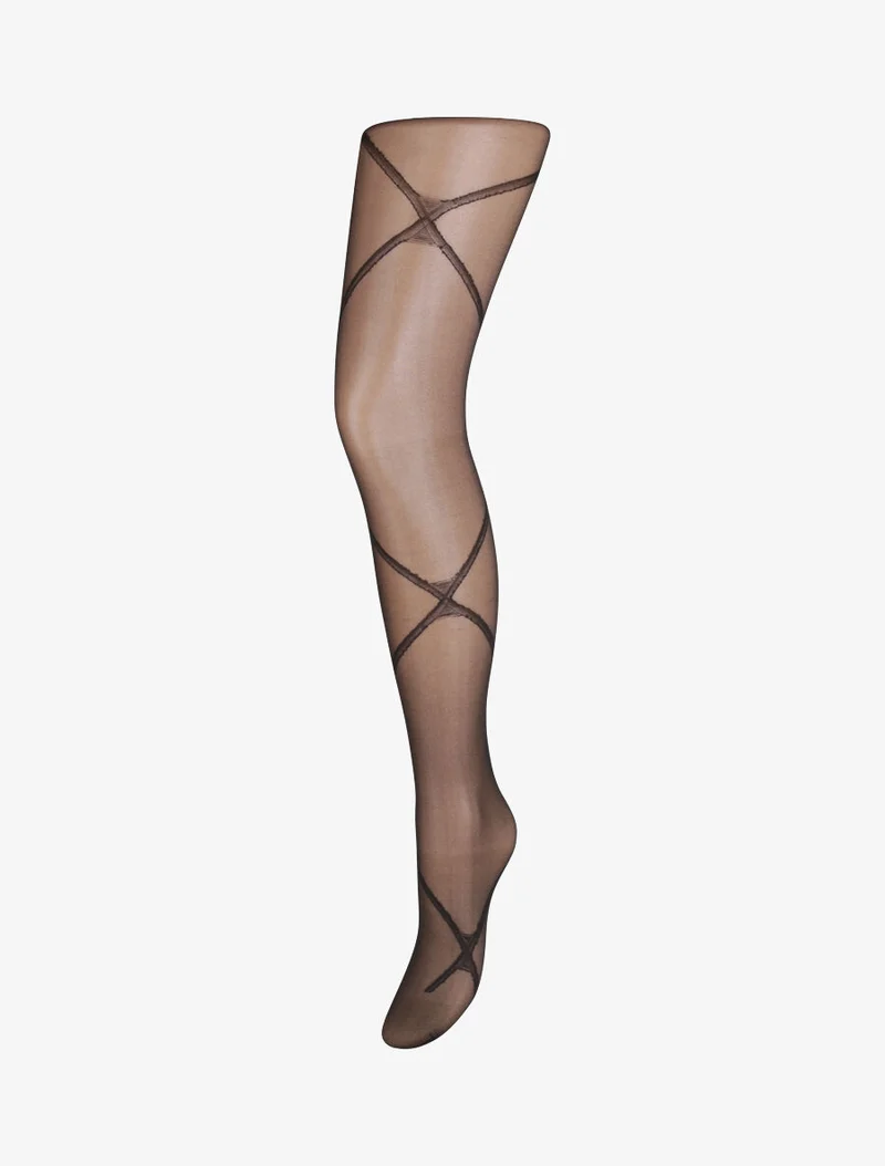Strumpfhose aus Voile mit Kreuzschraffur - Schwarz