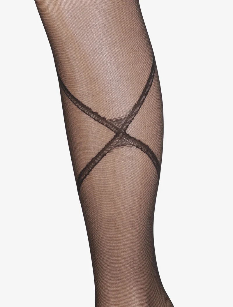 Strumpfhose aus Voile mit Kreuzschraffur - Schwarz