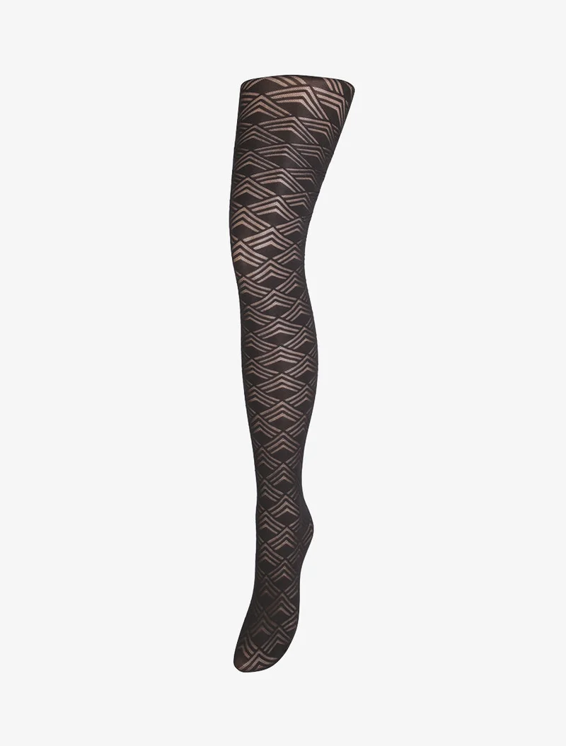 Gemusterte Fantasie-Strumpfhosen mit geometrischen Mustern - Schwarz
