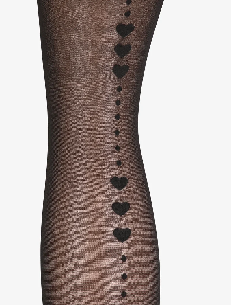 Herznaht-Strumpfhose aus Voile - Schwarz