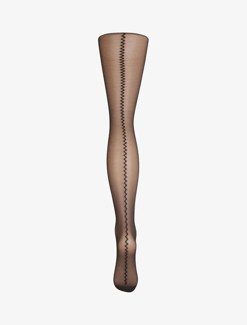 Zigzag-Rückennaht-Strumpfhose - Schwarz