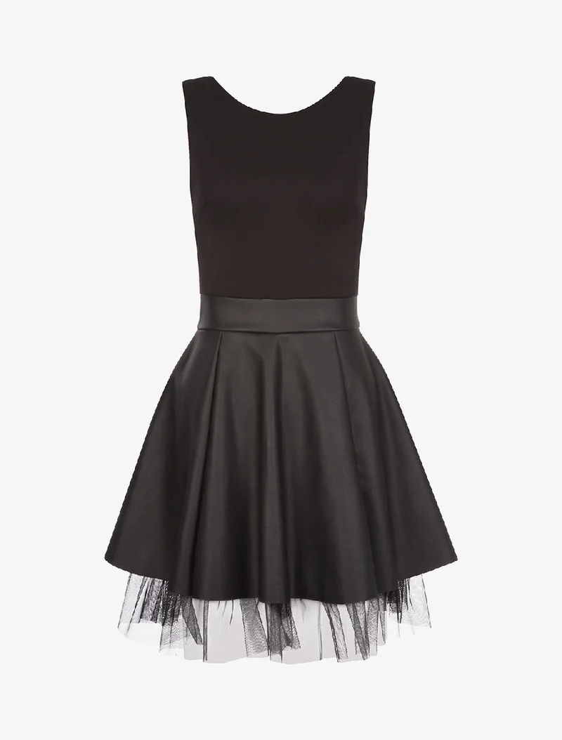 Zweiteiliges Kleid mit Tüll - schwarz