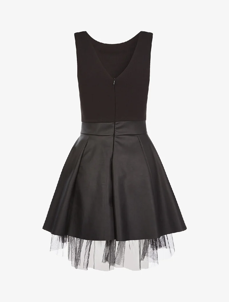 Zweiteiliges Kleid mit Tüll - schwarz