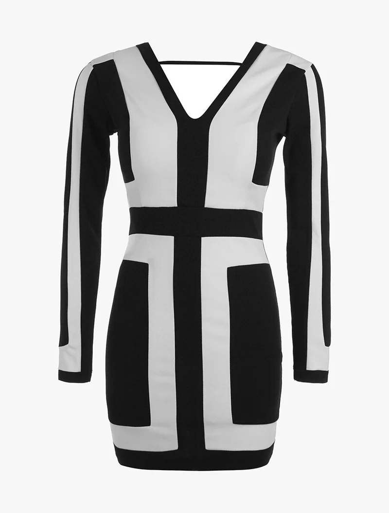 Grafisches Kleid - schwarz/weiß