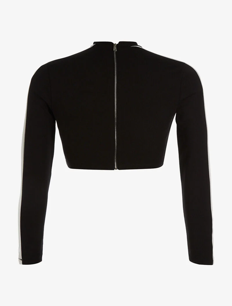 Grafisches Crop-Top - schwarz/weiß