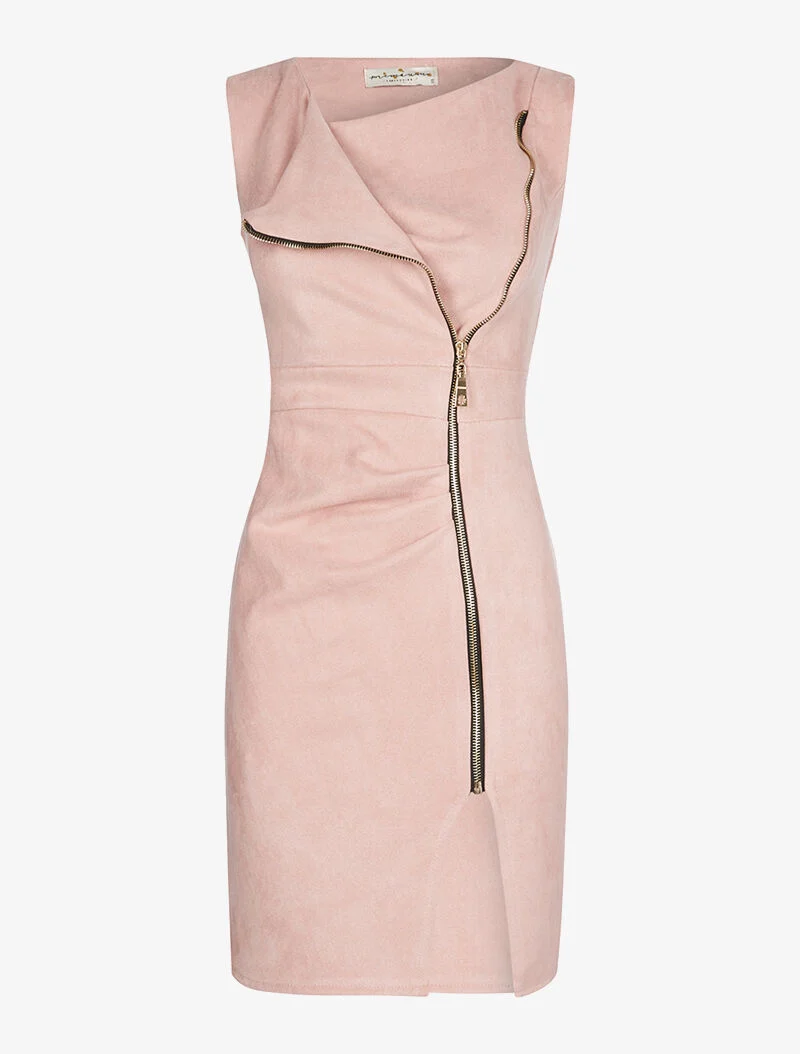 Reißverschlusskleid aus Wildlederimitat - Rose