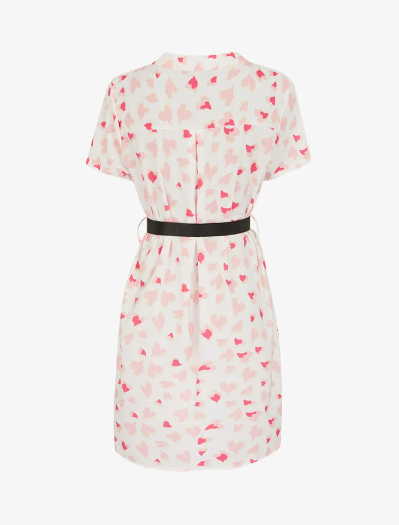 A-Linien-Kleid mit Herzmotiven - Ecru