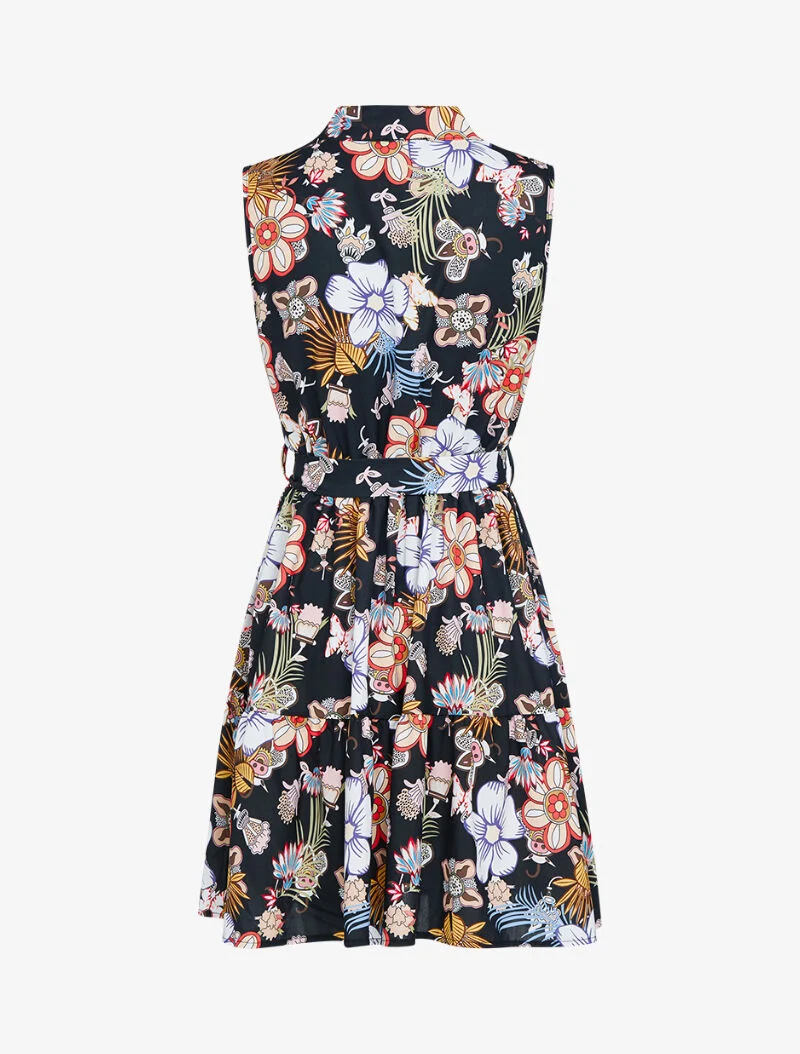 Skaterkleid mit grafischem Blumenmuster - schwarz