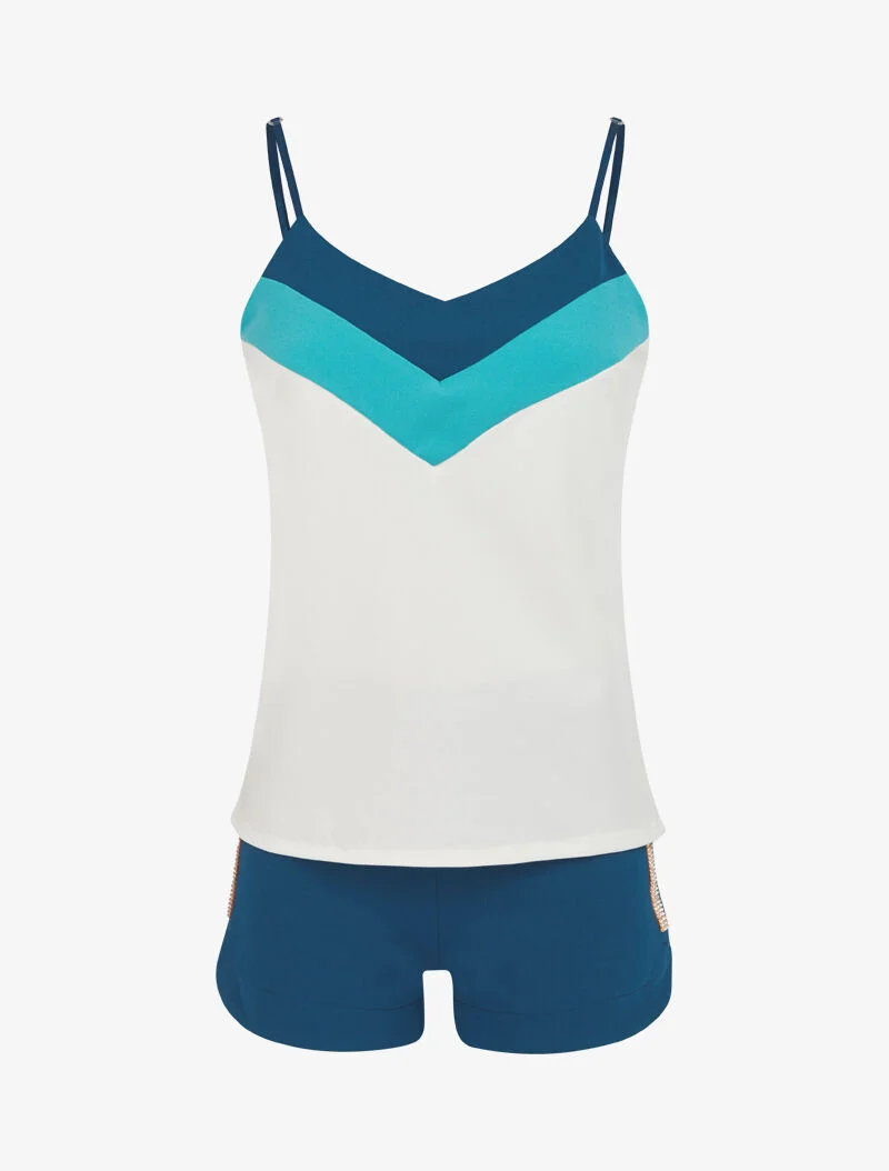 Strassiertes Tanktop und Shorts-Set - Grün