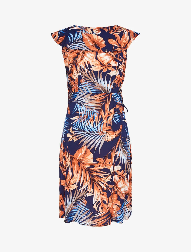 Wickelkleid mit Rüschenoberteil - Marine