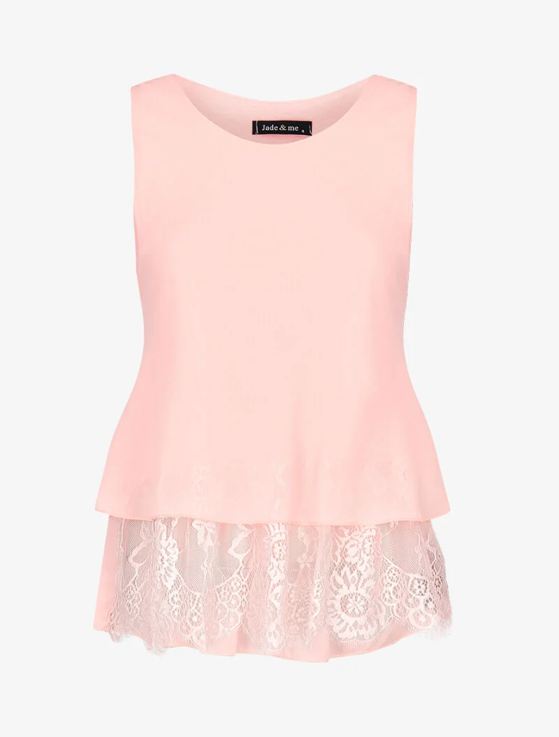 Oberteil aus Voile mit Spitzenfutter - Rose