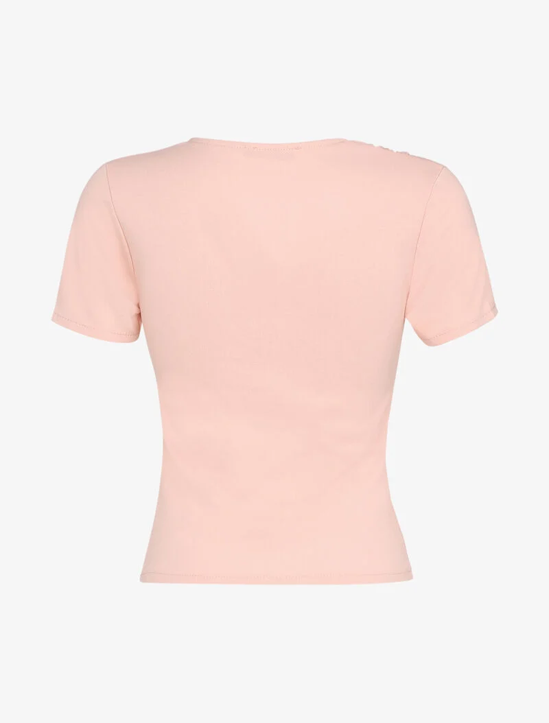 Schulterfreies Oberteil mit Knopfleiste - Rose