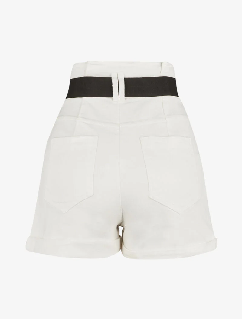 High-Waist-Jeansshorts - weiß