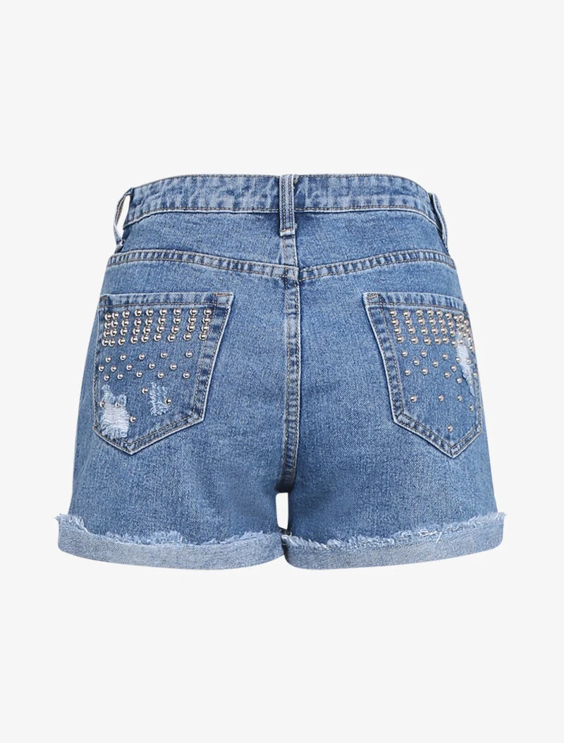 Shorts mit ausgefransten Säumen - Denimblau