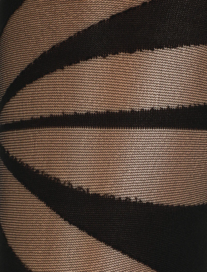 Grafisch gemusterte Strumpfhose aus Voile - Schwarz