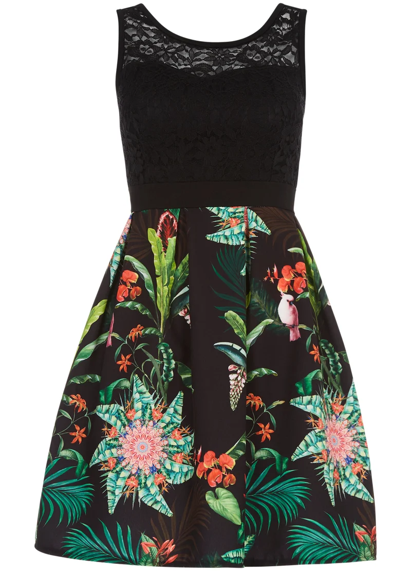 Skaterkleid mit Spitzenoberteil - schwarz