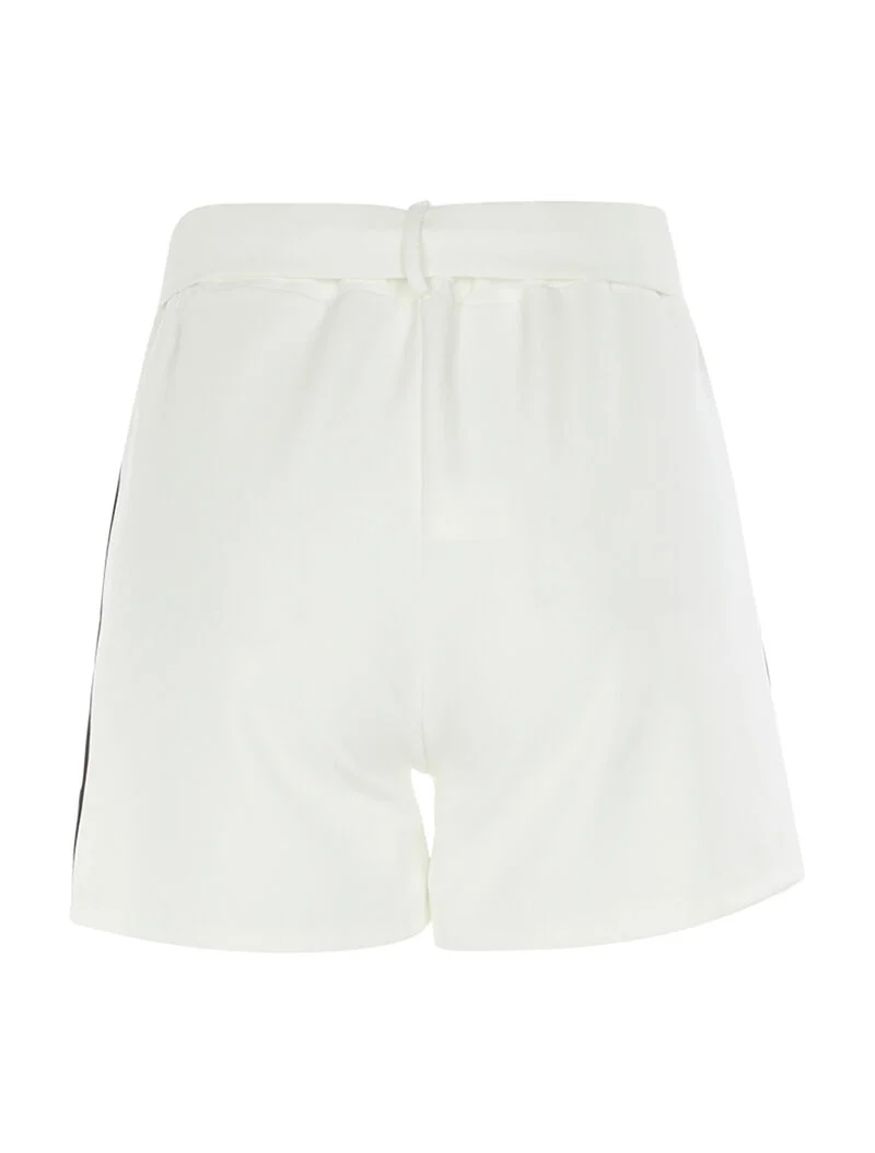 Kurze Hose mit breiten farbigen Streifen - weiß/schwarz